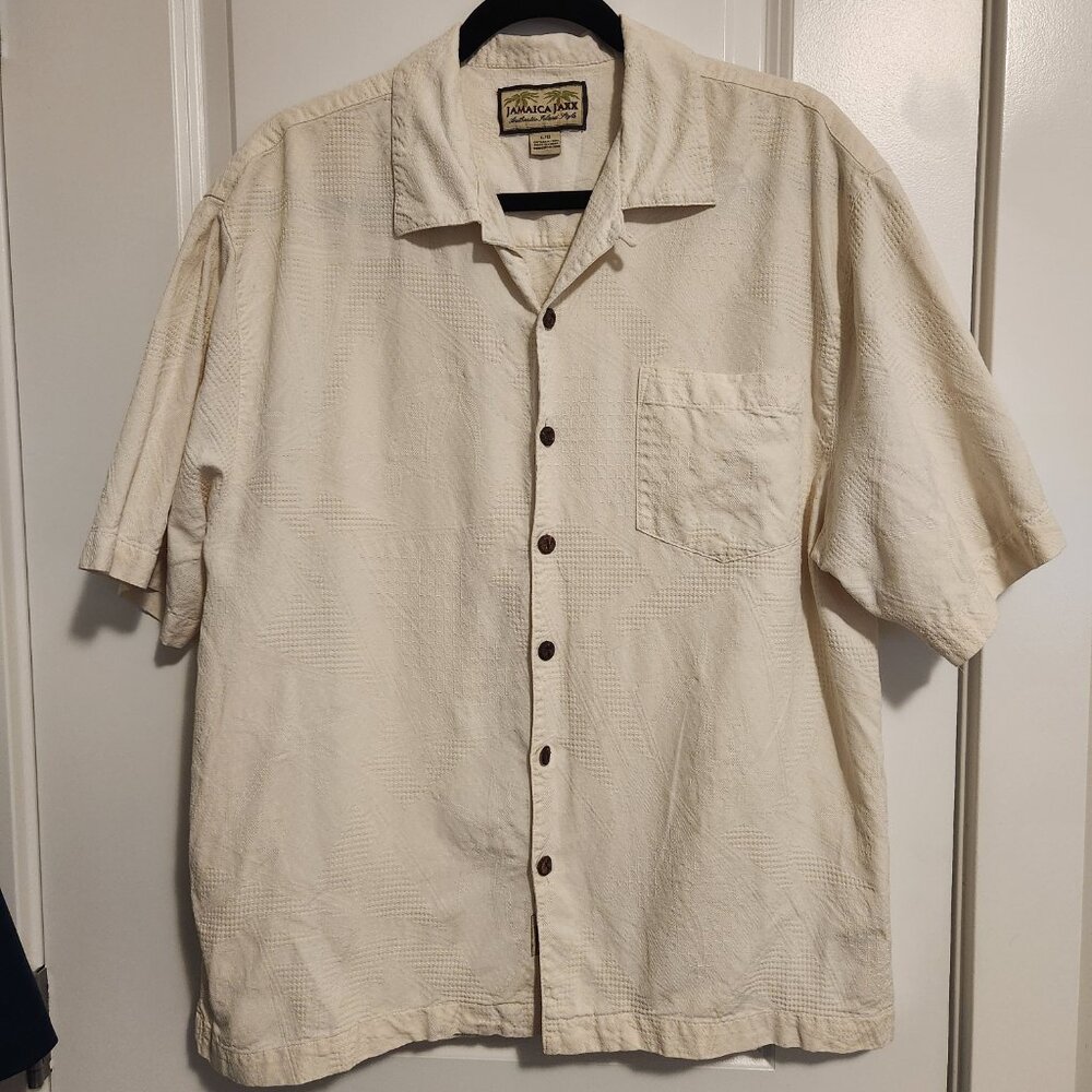 Men's Jamaica Jaxx 100% Silk Short-Sleeved Button Down Shirt- Size L